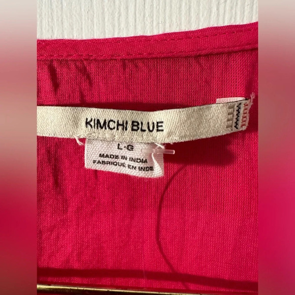 NWT KIMCHI BLUE Pink Ruffled Babydoll Cotton Large Peter Pan Collar Puff Sleeves - Picture 6 of 11